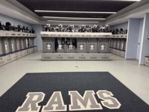 A view of the Purnell Swett High School football locker room
