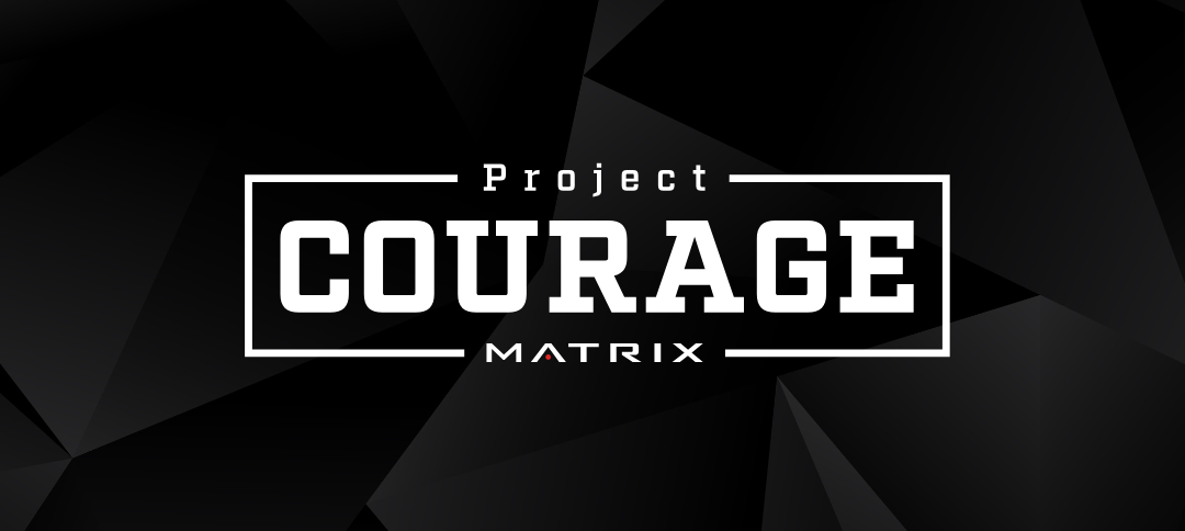 image shows a logo that says project courage in white on a black background