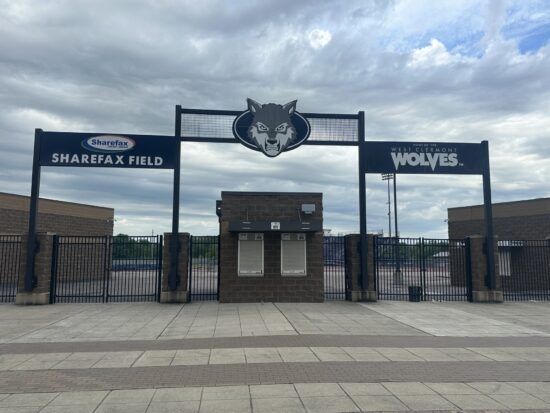 image shows the entrance to the west clermont high school football stadium