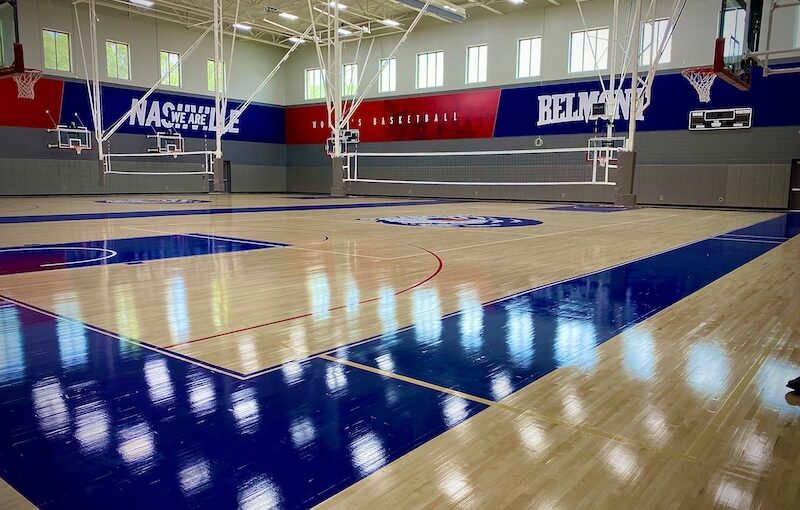 image shows an empty high school gym